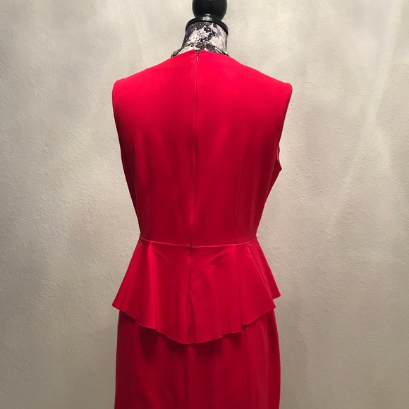 Tahari Bright Red Dress with Stone Necklace - Picture 3 of 5